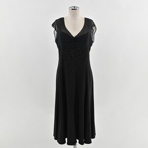 Jones New York Beaded Babydoll Dress Womens Size 10 Black Whimsigoth Y2k Elegant